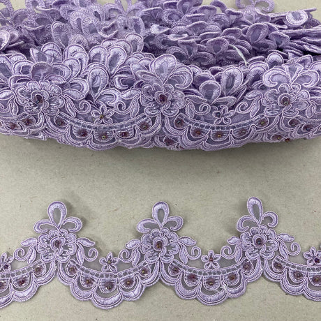 Beaded Lace Trimming on Polyester Organza