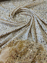 All Over Beaded Lace Polyester Fabric - Beaded, Sequins, Pearls, Mesh Lace, 54" Width (1 Yard)