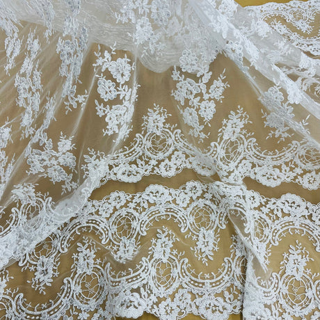 Beaded Corded Bridal Lace Mesh