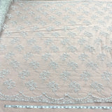 Beaded Sequined Lace Fabric on Polyester Net Mesh