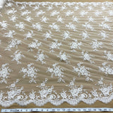 Embroidered Mesh Bridal Lace Ivory