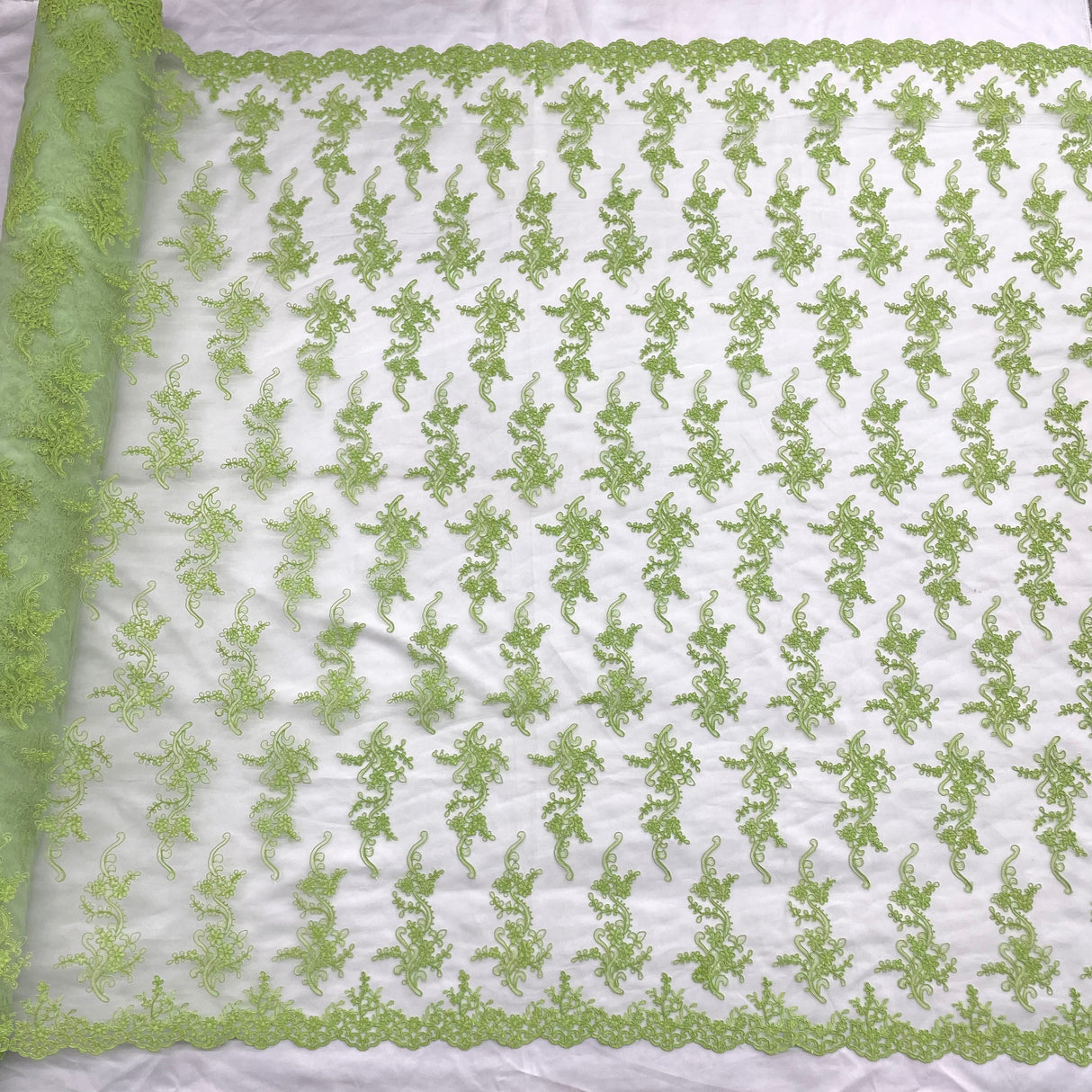 Corded Bridal Lace Fabric - Embroidered Polyester Net Mesh, Approximately 54" Width (1 Yard)