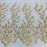 Beaded Lace Fabric on Polyester Net Mesh