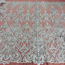 Embroidered Bridal Lace Fabric on Polyester Net Mesh
