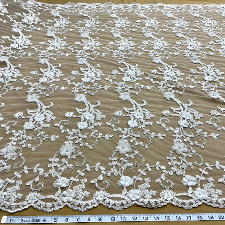 Beaded 3D Floral Lace Mesh