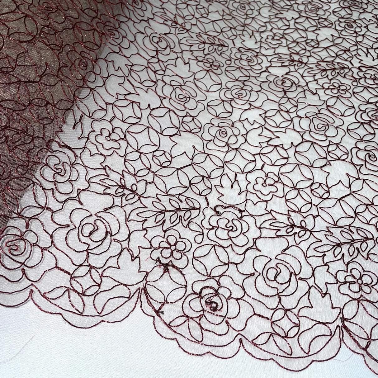 Corded Bridal Lace Fabric Embroidered Net Mesh