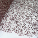 Corded Bridal Lace Fabric Embroidered Net Mesh