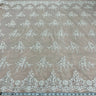 1 Yard Beaded and Corded Bridal Lace Fabric Embroidered on 100% Polyester Net Mesh White