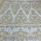1 Yard Elegant Corded Bridal Lace Fabric Embroidered on Polyester Net Mesh