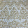 1 Yard Elegant Corded Bridal Lace Fabric Embroidered on Polyester Net Mesh