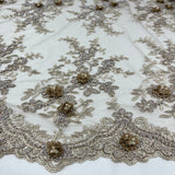 Beaded 3D Floral Lace Trimming 21" Wide