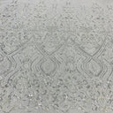 Beaded Lace Fabric on Polyester Net Mesh 52"