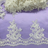 Embroidered Corded Lace Trim Ivory