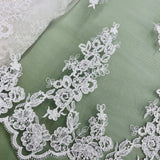 1 Yard Ivory Beaded and Corded Bridal Lace Fabric Embroidered on Polyester Net Mesh 54 Inch Width