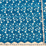 1 Yard Beaded Corded Bridal Lace Fabric Embroidered on 100 Percent Polyester Net Mesh 52 Inch Width