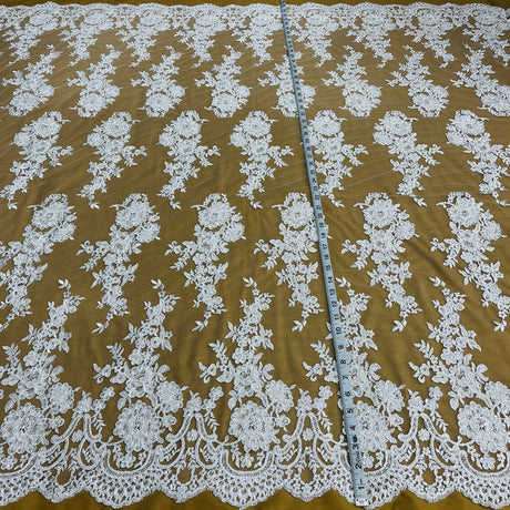 Beaded Corded Bridal Lace Fabric 53"