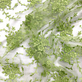 1 Yard Corded Bridal Lace Fabric Embroidered on 100% Polyester Net Mesh | Lace USA - 95575W - Lime Green - 52" Wide