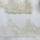 Beaded Corded Lace Trimming 100 Percent Polyester Net Mesh Fabric - Gold, Ivory, White, Silver, 6" Width (1 Yard)