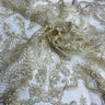 1 Yard Exquisite Corded Embroidered Bridal Lace Fabric for Elegant Dresses White