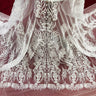Beaded Lace Fabric on Polyester Net Mesh