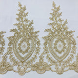 Corded Lace Trim Embroidered Polyester Net Mesh 13"