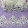 Corded Lace Trim Embroidered Net Mesh 4"