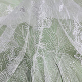 Beaded Lace Fabric on Polyester Net Mesh