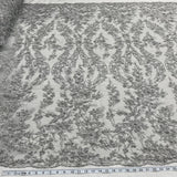 Beaded Lace Fabric Embroidered on 100% Polyester Net Mesh