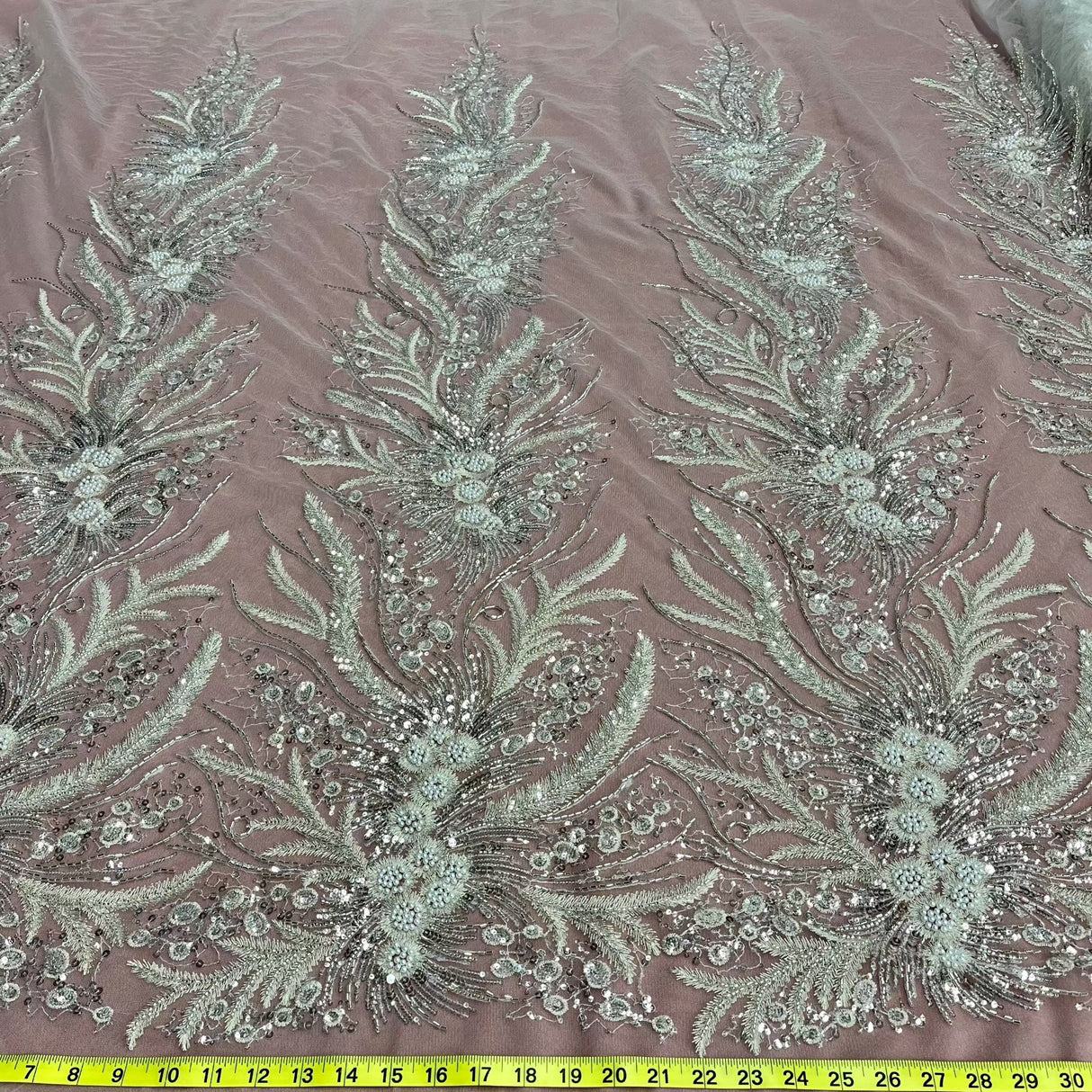 Beaded Embroidered Lace Fabric