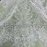 Beaded Lace Fabric Embroidered on Polyester Net Mesh