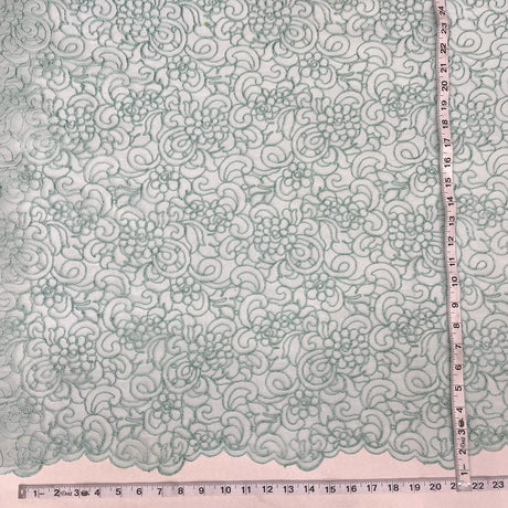 Embroidered Lace Turquoise Mesh