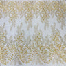 1 Yard Glamorous Beaded and Sequined Lace Fabric Embroidered on 100% Polyester Net Mesh White