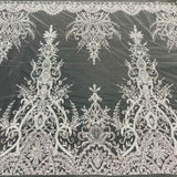 Beaded Lace Fabric on Polyester Net Mesh