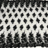 Beaded 3D Floral Lace Fabric