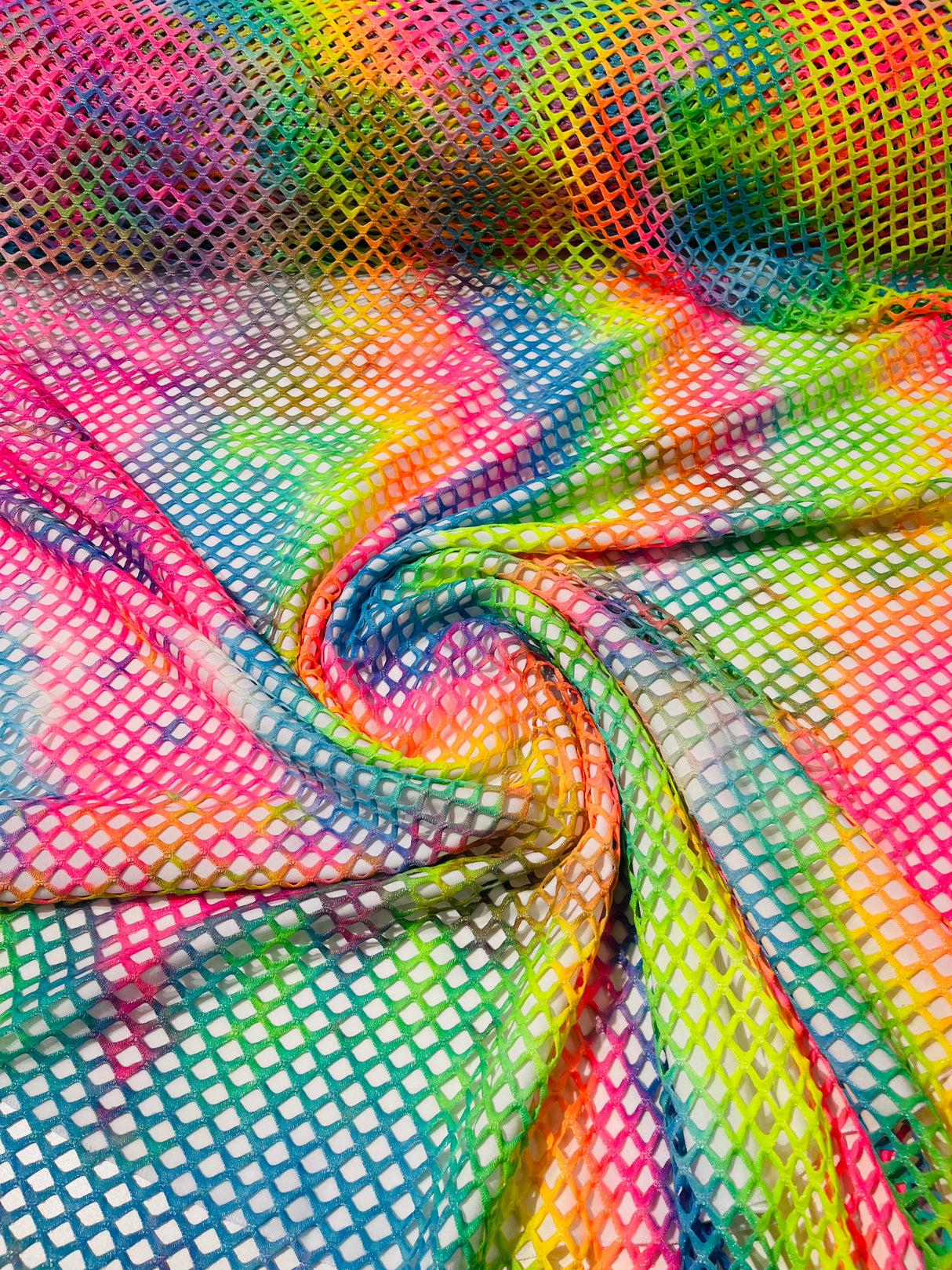 Fishnet Diamond Stretch Fishnet Fabric - 58" Width, 4-Way Stretch, Diamond Mesh, Multi Color (1 Yard)