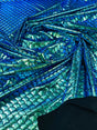 Mermaid Fish Foil Spandex Fabric - Iridescent Fish Scale Print, 58" Width (1 Yard)