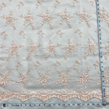 Beaded Lace Fabric Peach Pink
