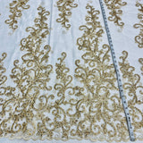 Beaded Corded Bridal Lace Fabric 51"