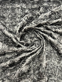 Rosette 3D Satin Polyester Fabric - 3D Rosette Design, 54" Width (1 Yard)