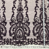 Beaded Lace Fabric on Polyester Net Mesh