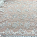 1 Yard Exquisite Beaded Lace Fabric Embroidered with Sequins on Polyester Net Mesh