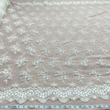 Beaded Lace Fabric Ivory Embroidered Mesh
