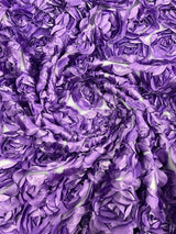 3D Roses On A Mesh Fabric - 54" Width, Color Options (1 Yard)