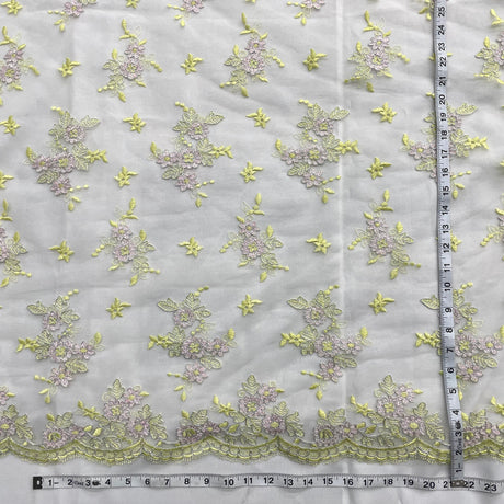 Corded Bridal Lace Fabric 100% Polyester Net Mesh