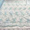 Beaded Lace Fabric on Polyester Net Mesh