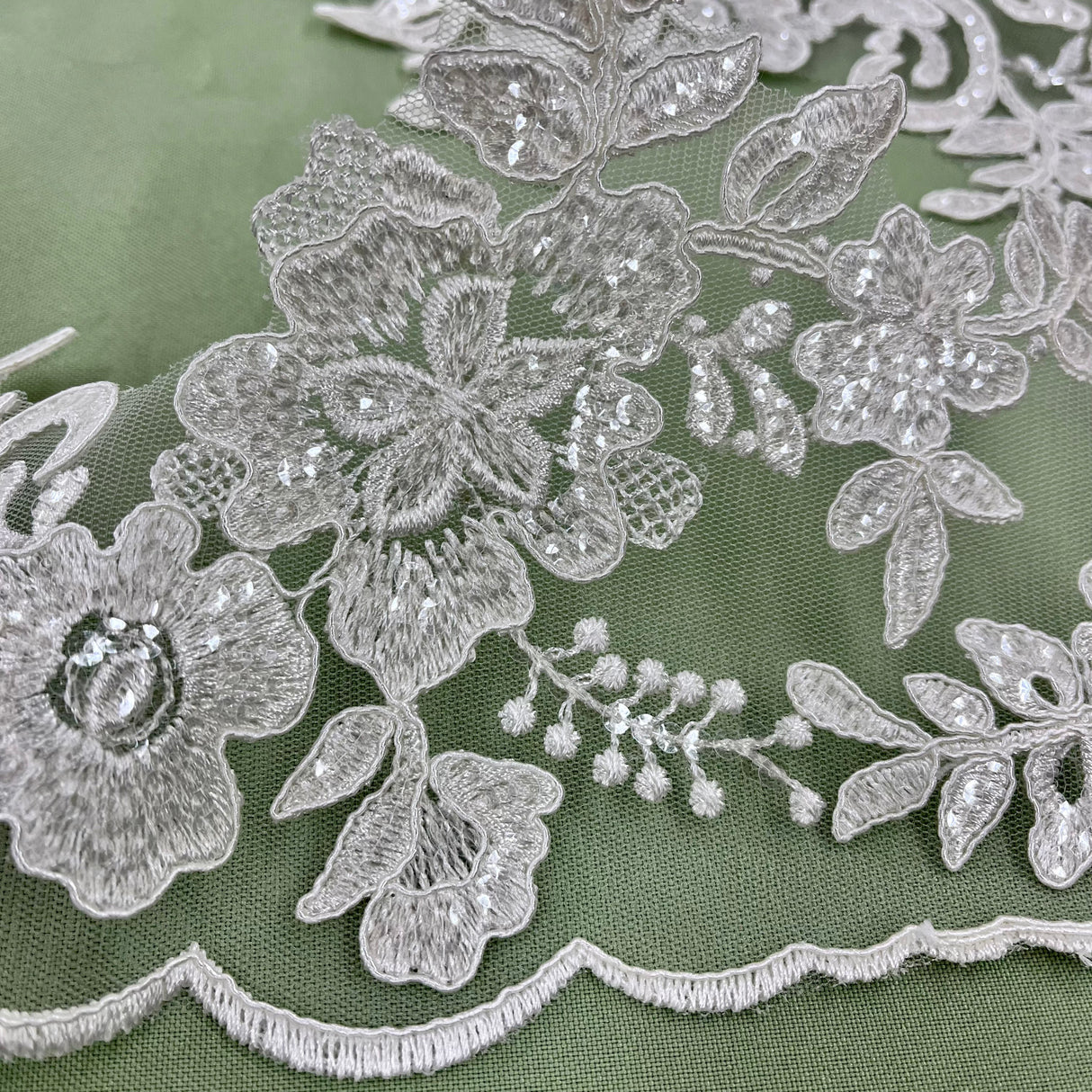 Beaded Floral Lace Trim