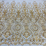 Beaded Lace Fabric on Polyester Net Mesh 52"