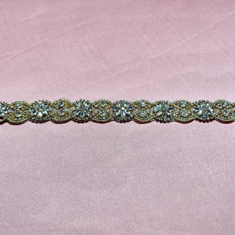 Crystal Floral Rhinestone Applique Sash