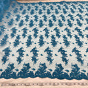 Embroidered Corded Bridal Lace Turquoise