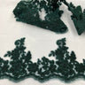 Beaded Corded Floral Lace Trimming Polyester Fabric - Embroidered Net Mesh, 6" Width (1 Yard)